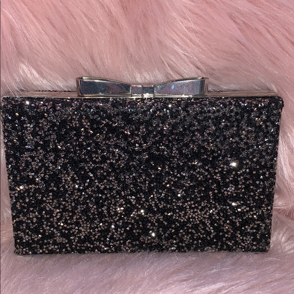 Charming Charlie Black & Silver Rhinestone Clutch